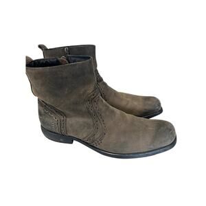 Bed Stu Revolution Distressed Leather Zip Ankle Moto Boots Gray Men’s 11.5